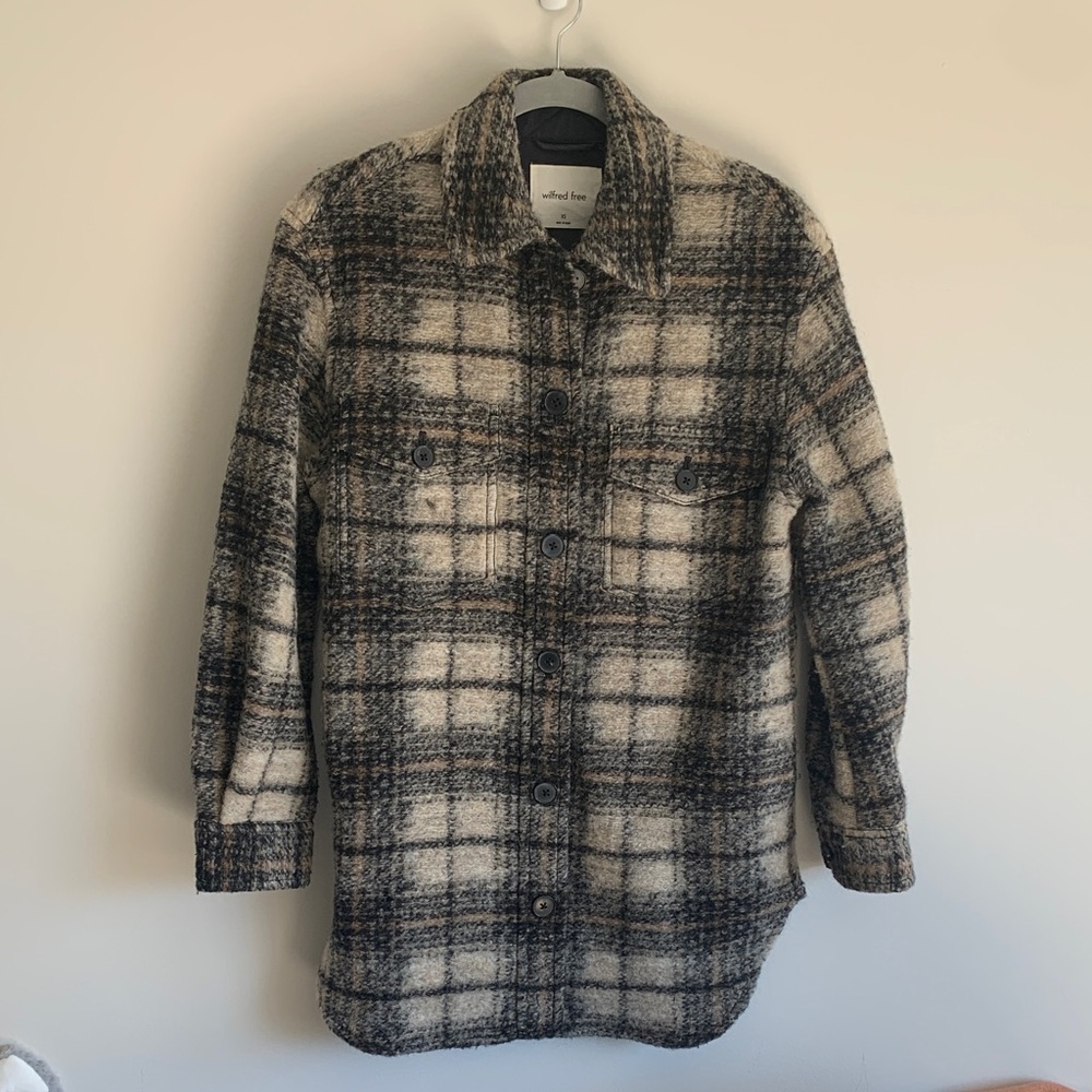 Aritzia Plaid Ganna Jacket in Black and Cream